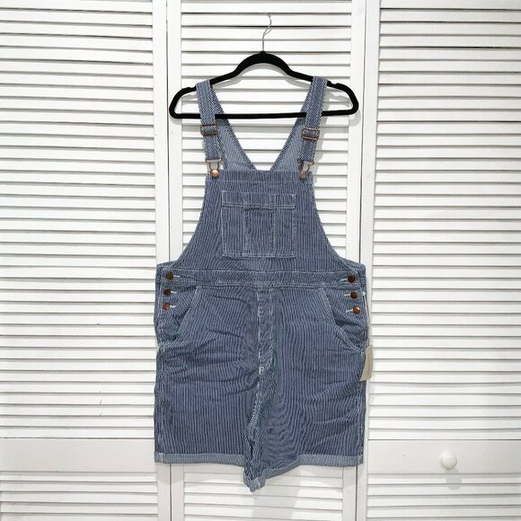 Universal Thread Railroad Stripe Shortalls Size 14 - Picture 1 of 4